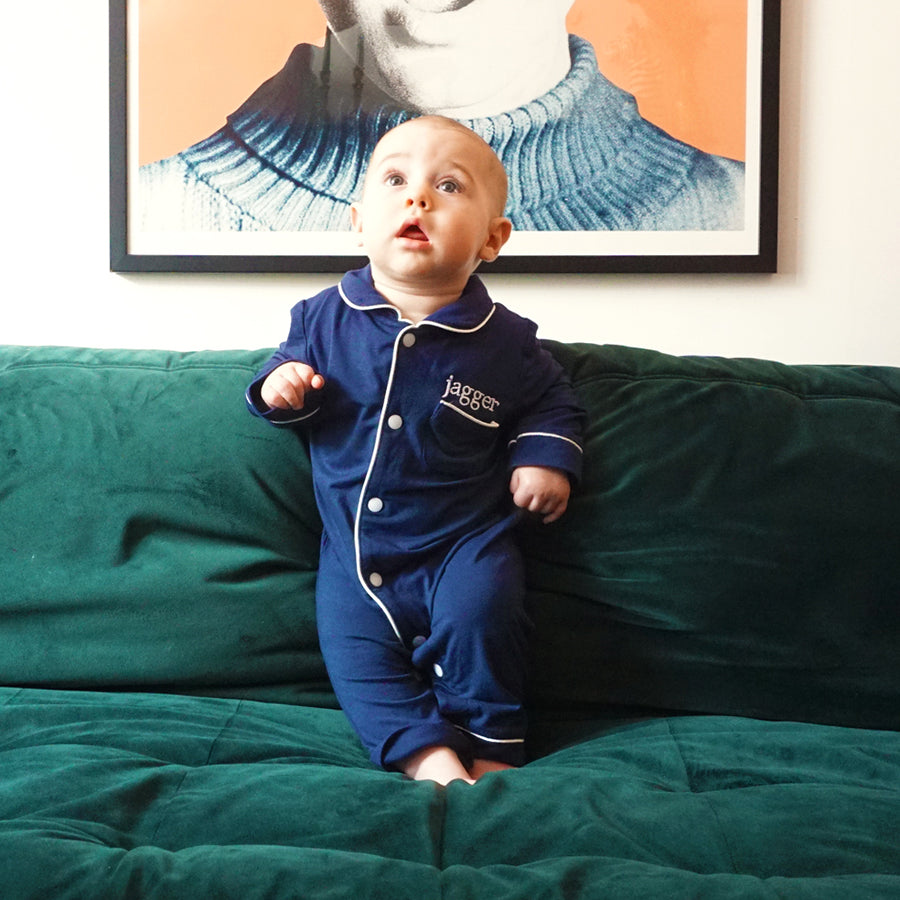 Navy Baby Romper