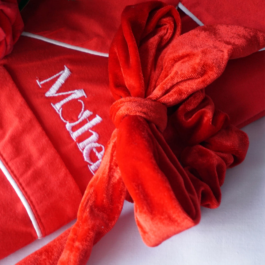 Red Velvet Ribbon Scrunchie